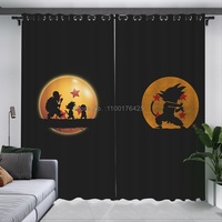 2 Panels Anime Dragon Ball Window Curtain Dark Black Blackout Heat Insulation Window Drapes for Study Room Bedroom for Teen Gift
