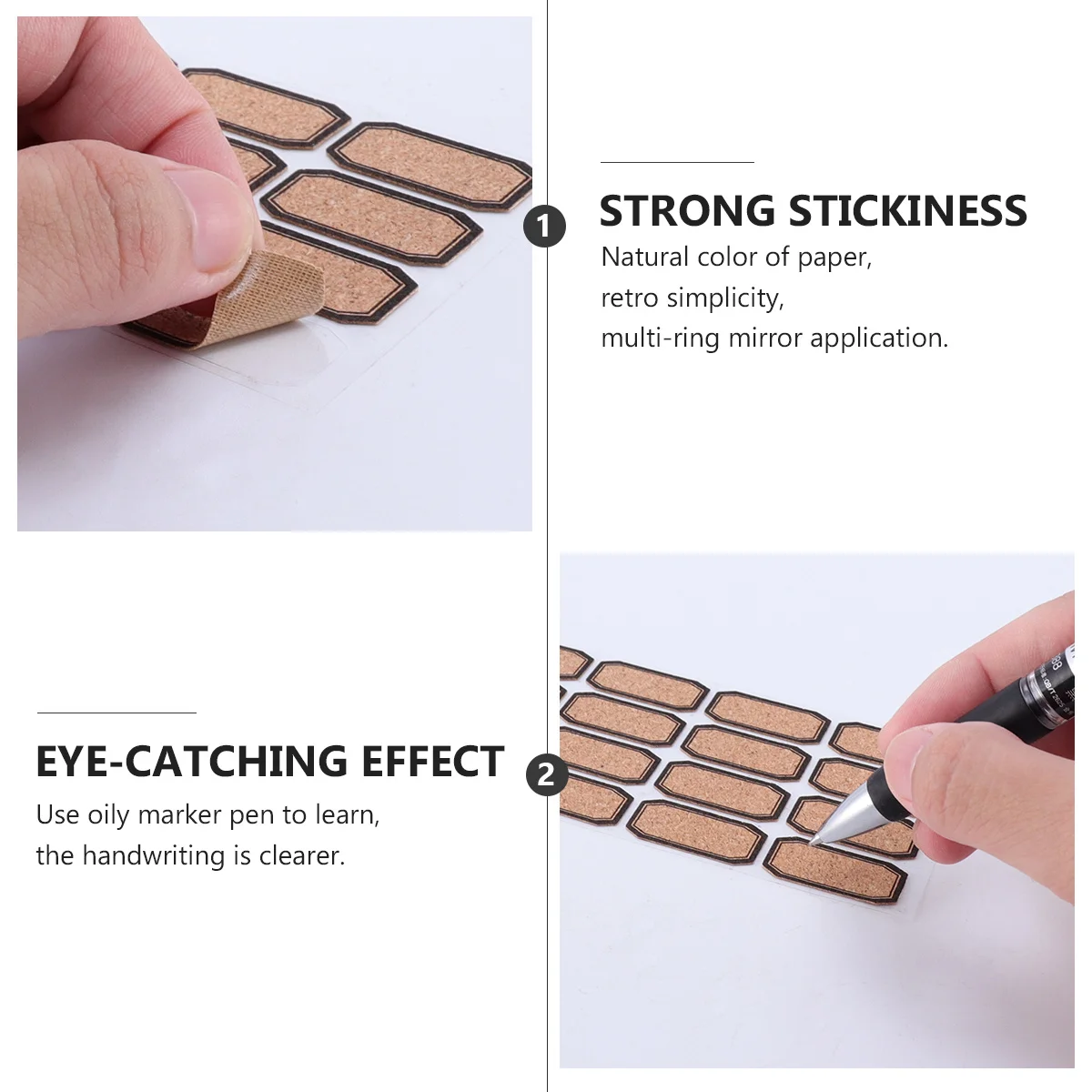 

2Pcs Wood Texture Label Stickers Self-Adhesive Present Stickers Name Tags for Office Classification DIY Labeling Gift Sticker