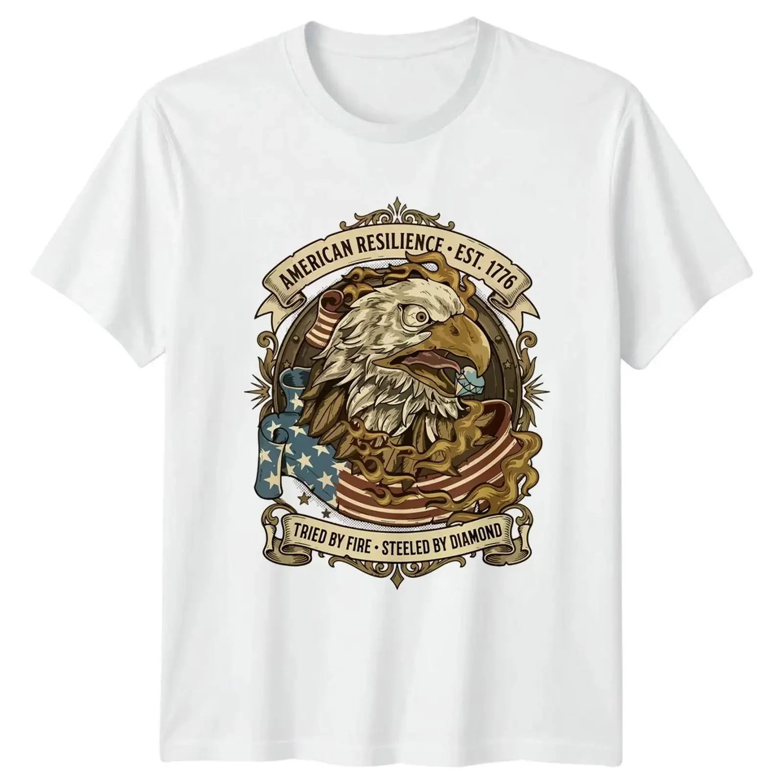 American Resilience Est 1776 Tried T Shirt Eagle Patriotic for Him and Her vintage Washed Stretched homme graphic fashion
