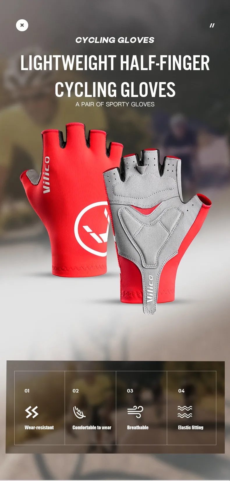 Brechen Wind Radfahren Halbe Finger Handschuhe Anti-slip Fahrrad Fäustlinge Racing Rennrad Handschuh MTB Biciclet Guantes – Detail 1
