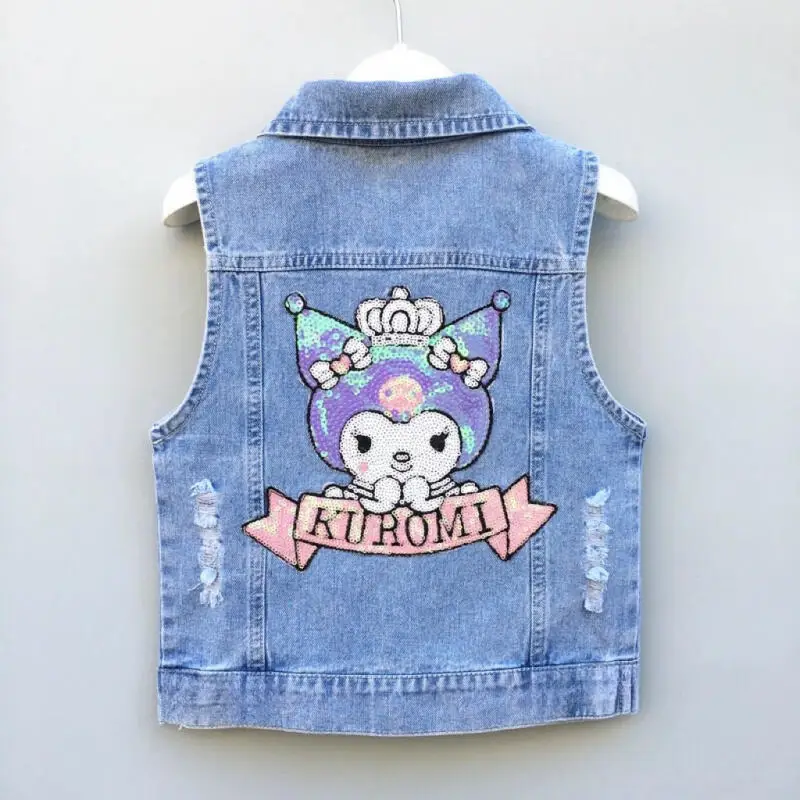 

Sanrio Girls New Style Jacket Kuromi Girls Thin Vest Spring and Autumn Style Medium and Big Children Internet Celebrity Style