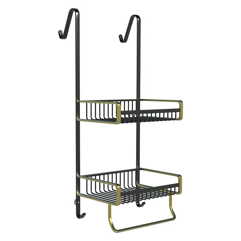 Bathroom rack, non-punching shower room hanging basket rack, toilet towel space aluminum toilet towel rack