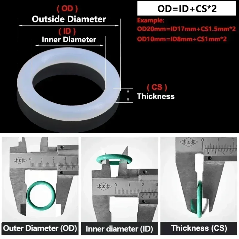 10/50pcs White Silicone VMQ O Ring Gaskets CS 2.0mm OD 5 ~ 100mm Food Grade Nontoxic Sealing Washer Round O Shape Seal Gaskets