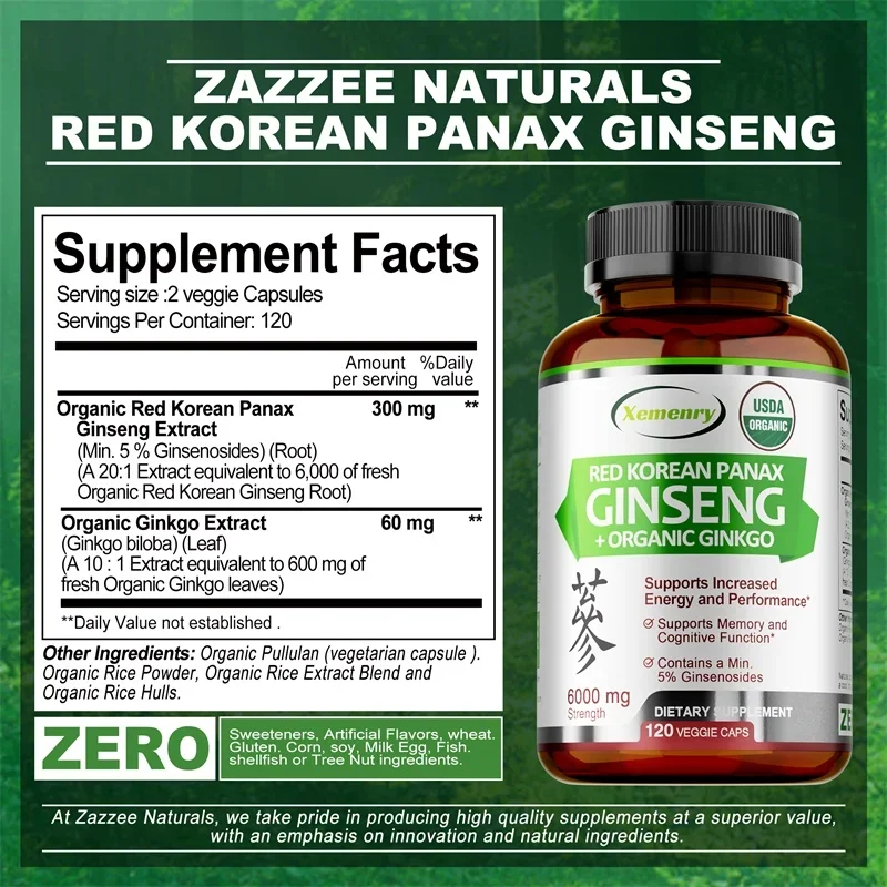 Korean Red Panax Ginseng - Increase Muscle Mass, Boost Energy Production, Improve Mood, Increase Endurance, and Performance