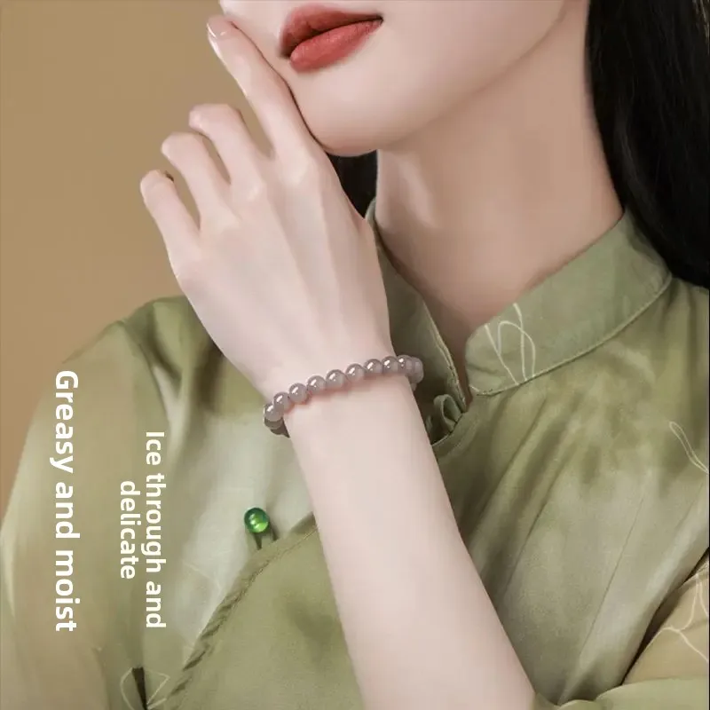 2026 Natural Hetian Jade Smoky Purple Bracelet for Women Men Xinjiang Hetian Purple Jade New Chinese Style Skin Brightening Eleg