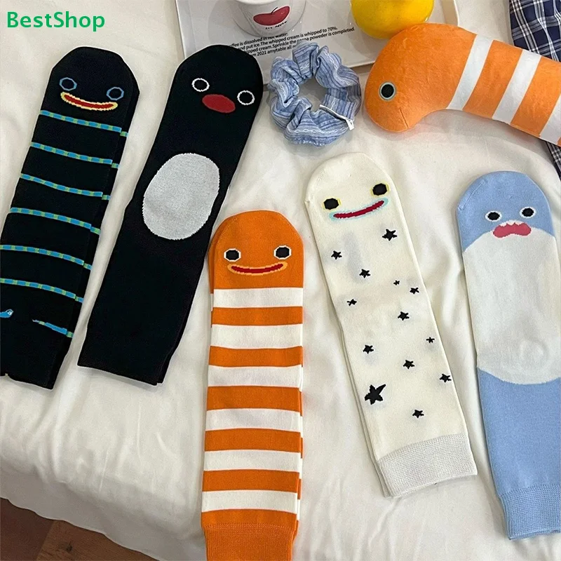 〔R〕Cute Cartoon Expression Crew Socks – Colorful Funky Mid-Calf Socks for Women & Teens