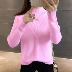 2023 Autumn and Winter New Oversized Temperament Women's Clothing Half High Collar Long Sleeve Solid Color Commuting Pullover