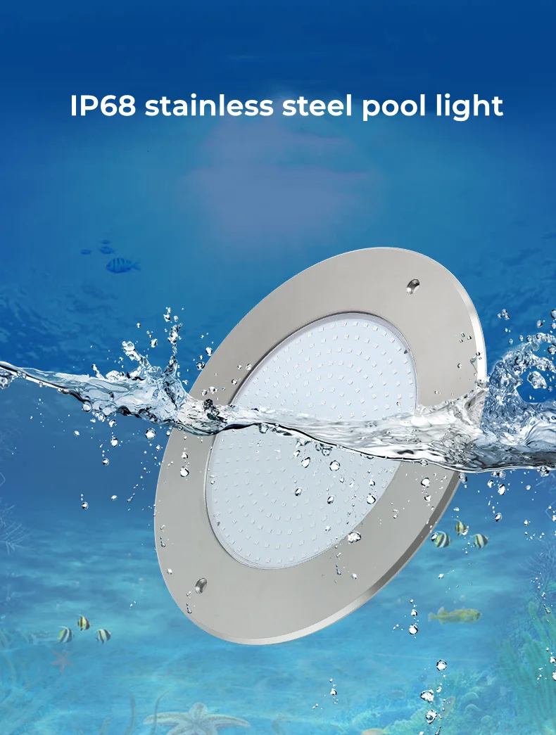 IP68 Pool light 304 stainless steel ultra-thin light body, AC12V, warm light/white light /RGB remote control outdoor lighting