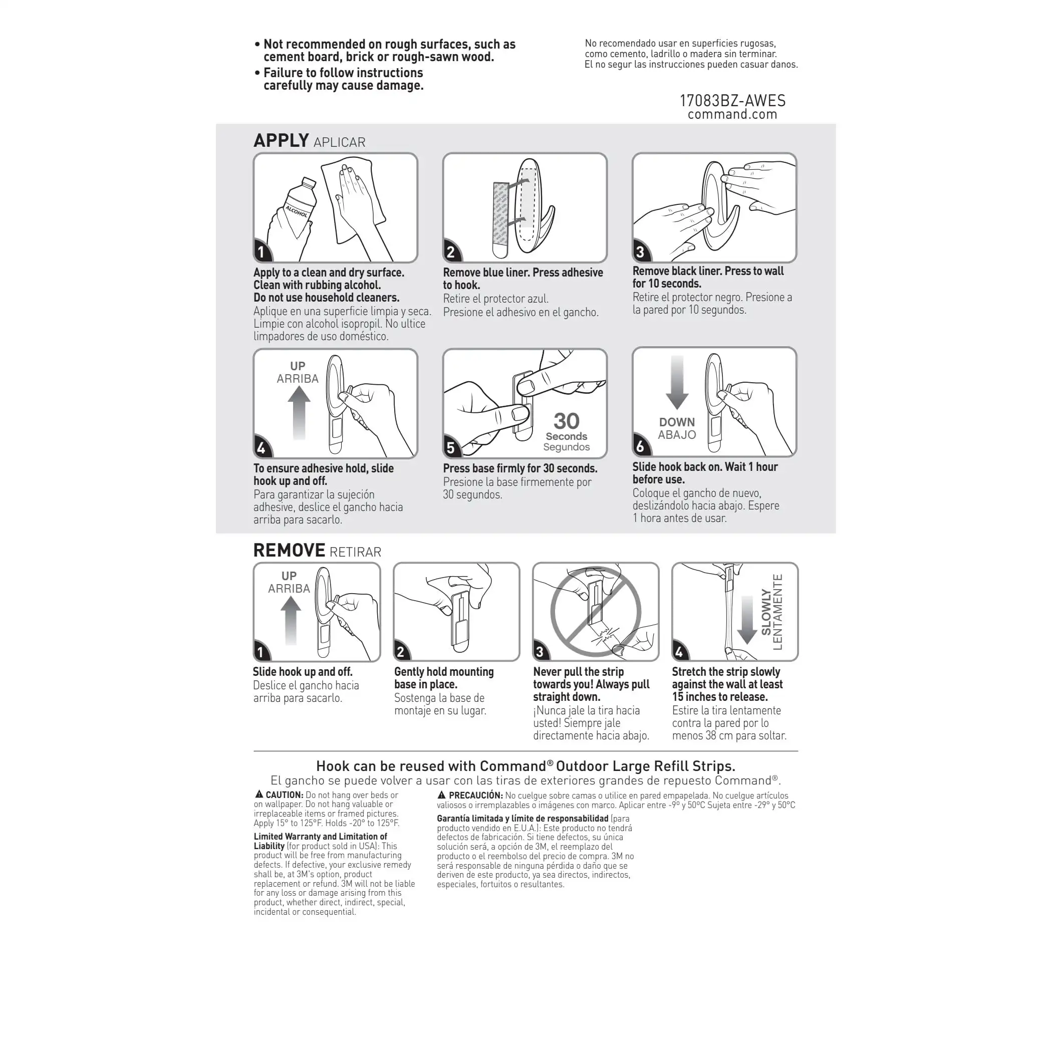 Outdoor metallic bronzen haak, groot, 1 haak, 2 strips/pak