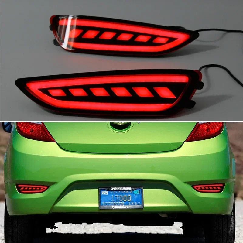 Car LED Rear Bumper Lamps For Hyundai Accent Hatchback 2010-2016 Brake Light Turn Signal Backup Reflector Taillights Fog lamp