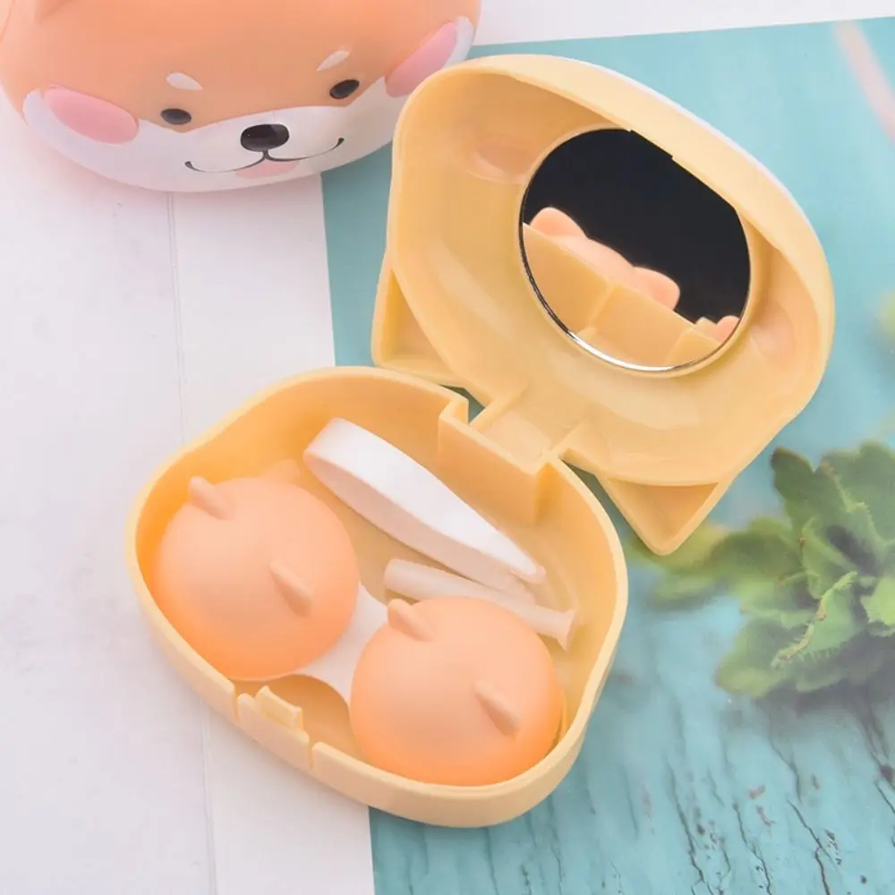 Simple Cute Contact Lens Case Cartoon Dog Shape Contact Lens Care Box Three-dimensional Portable Contact Lens Storage Box Travel