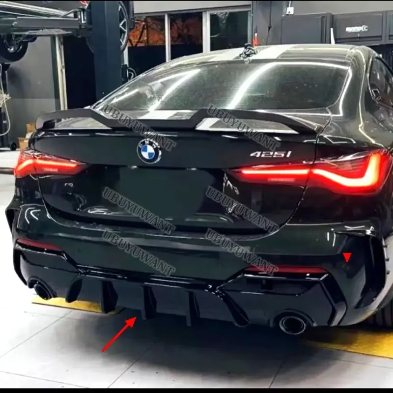 For BMW G22 G23 ABS Glossy Black /Carbon Color Rear Bumper Diffuser Lip Spoiler Car Body Kit Accessories 2020+