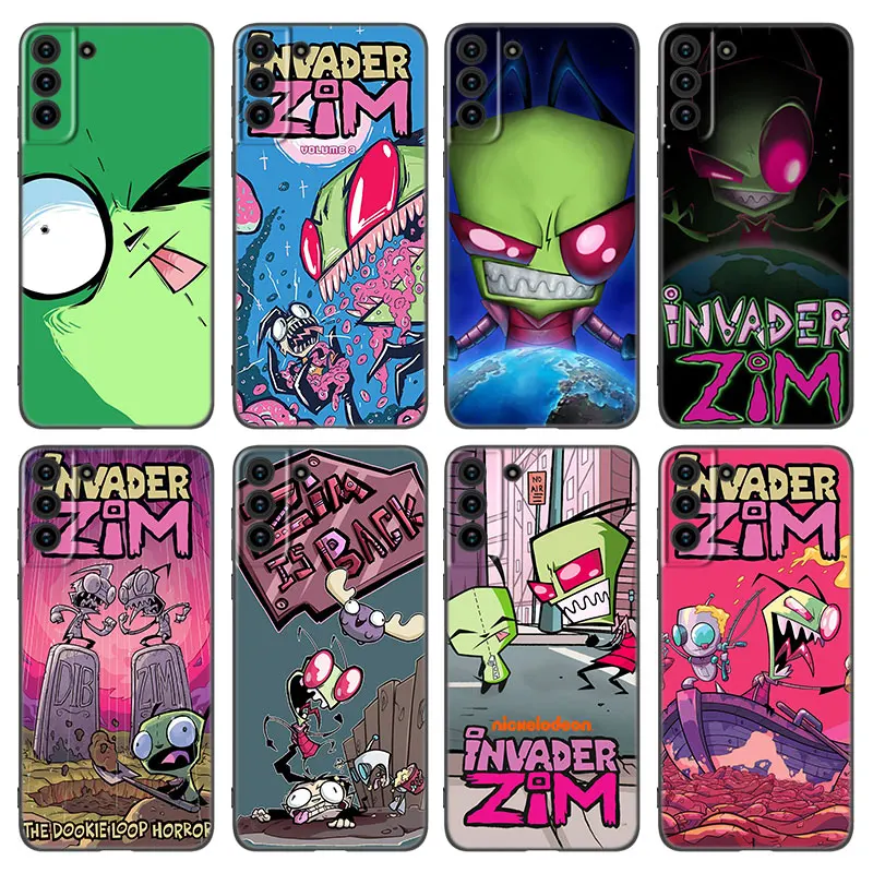 Cartoon Invader Zim Black Silicone Phone Case For Samsung Galaxy S20 S23 FE S21 S22 S24 Ultra S10 Lite S8 S9 Plus S7 Edge