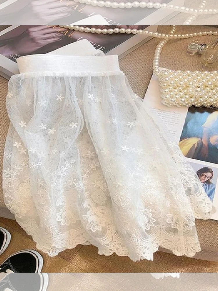 Lace Half Skirt Mesh Skirt Women's Autumn Winter Fake Hem Inner Wear Base Layer Small Butt Curtain Commute Style  Color