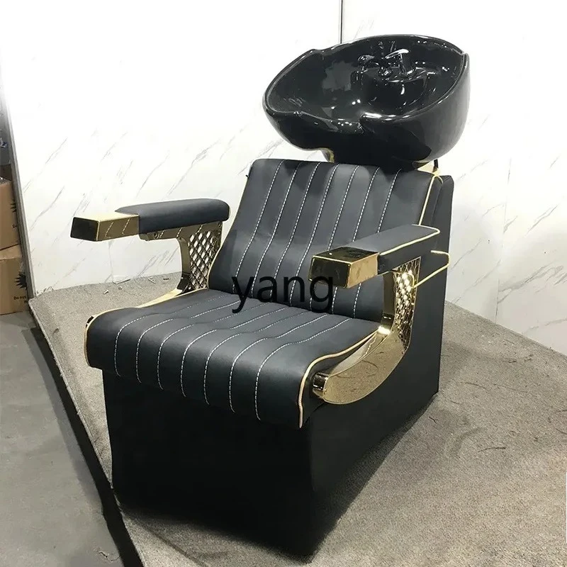 lmm1  barber shop shampoo bed half reclining chair ceramic basin half reclining shampoo bed