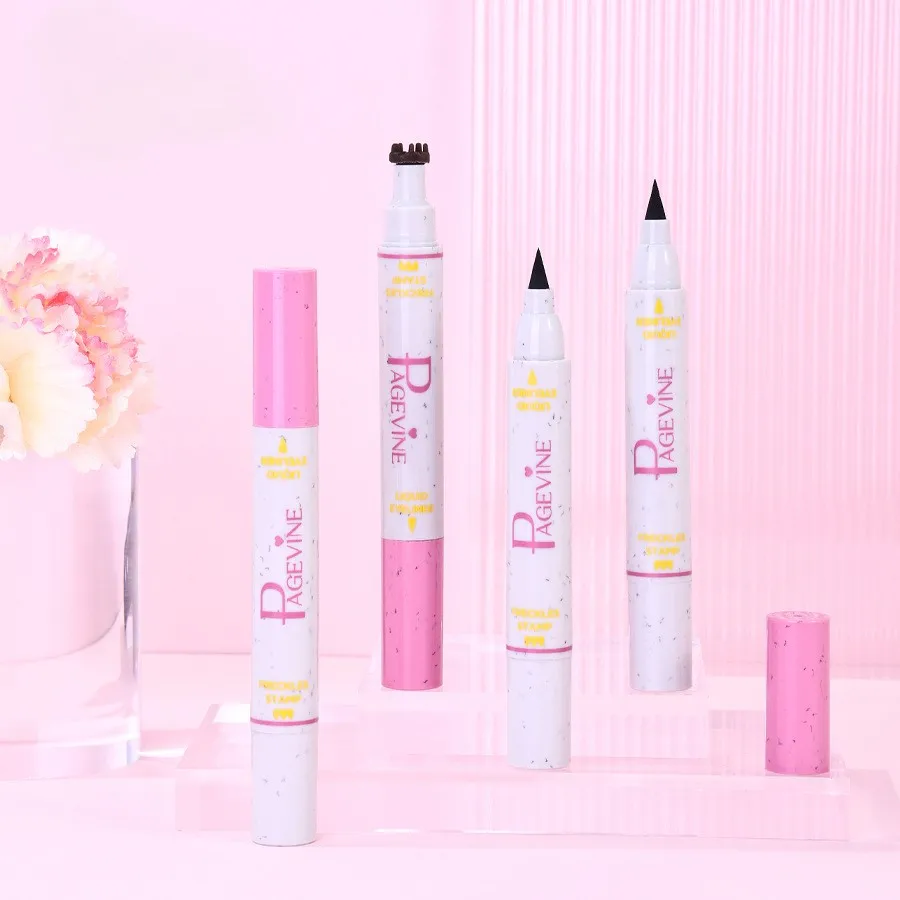 Dual-ended Freckle Stamp & Liquid Eyeliner Waterproof Smudge-proof Natural Fake Freckles Makeup