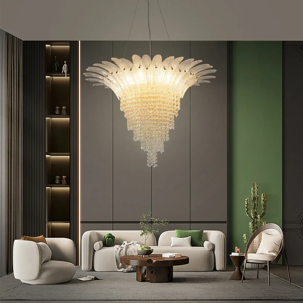 

Modern French Crystal Ceiling Chandelier Adjustable Height Elegant Ceiling Light For Living Room Dining Room Interior Design
