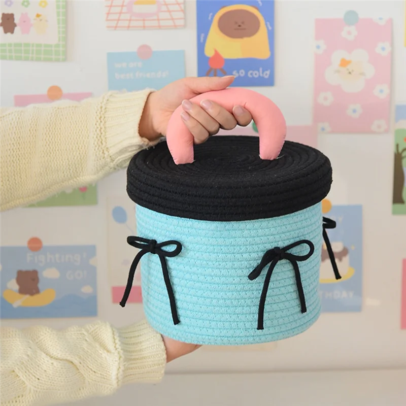 

FAAJ-тканые корзины для хранения, настольные корзины для хранения мелочей для гостиной, ящики для хранения игрушек, стеллажи для украшения мебели