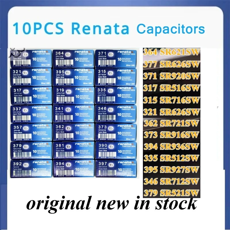 10pcs/set Capacitors Renata 364 377 371 315 321 317 394 362 395 SR621SW SR626SW SR920SW SR716SW SR616SW SR516SW SR936SW Swiss