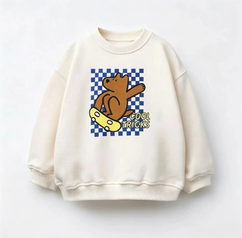 Kids Crewneck Sweatshirt Cartoon Printed Casual Pullover Top For Boys Girls Spring Autumn Loose Comfortable Long Sleeve Outfits