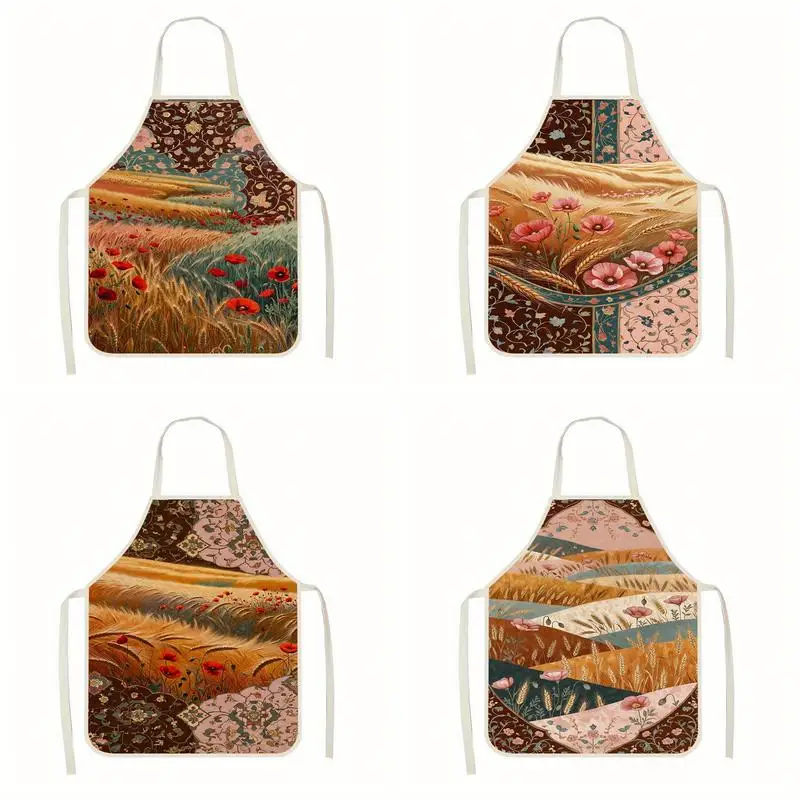 

Floral Field Aprons Linen apron, suitable for kitchen cooking, parent-child interaction, painting and other scenarios