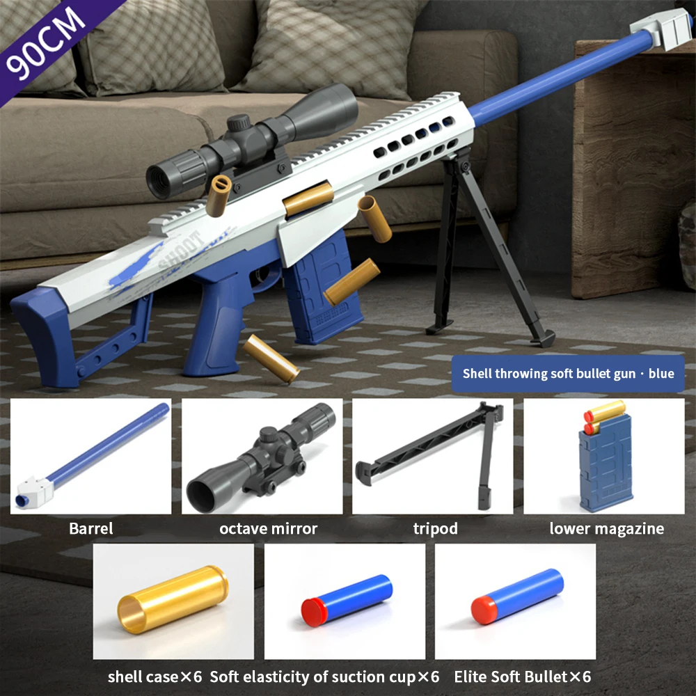 New Barrett Shell Ejection Throwing Sniper Rifle Soft Bullet Toy Gun Game Weapon Manual Loading Launchable Children Boys Toys