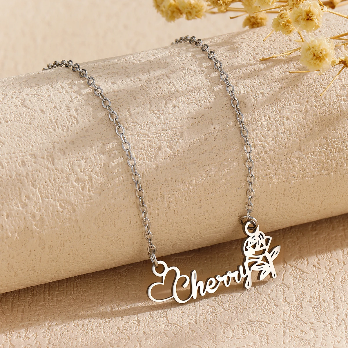 

Custom Name Necklaces For Women Personalized Name Necklace With Flower Choker Stainlesss Steel Wedding Jewelry Gift