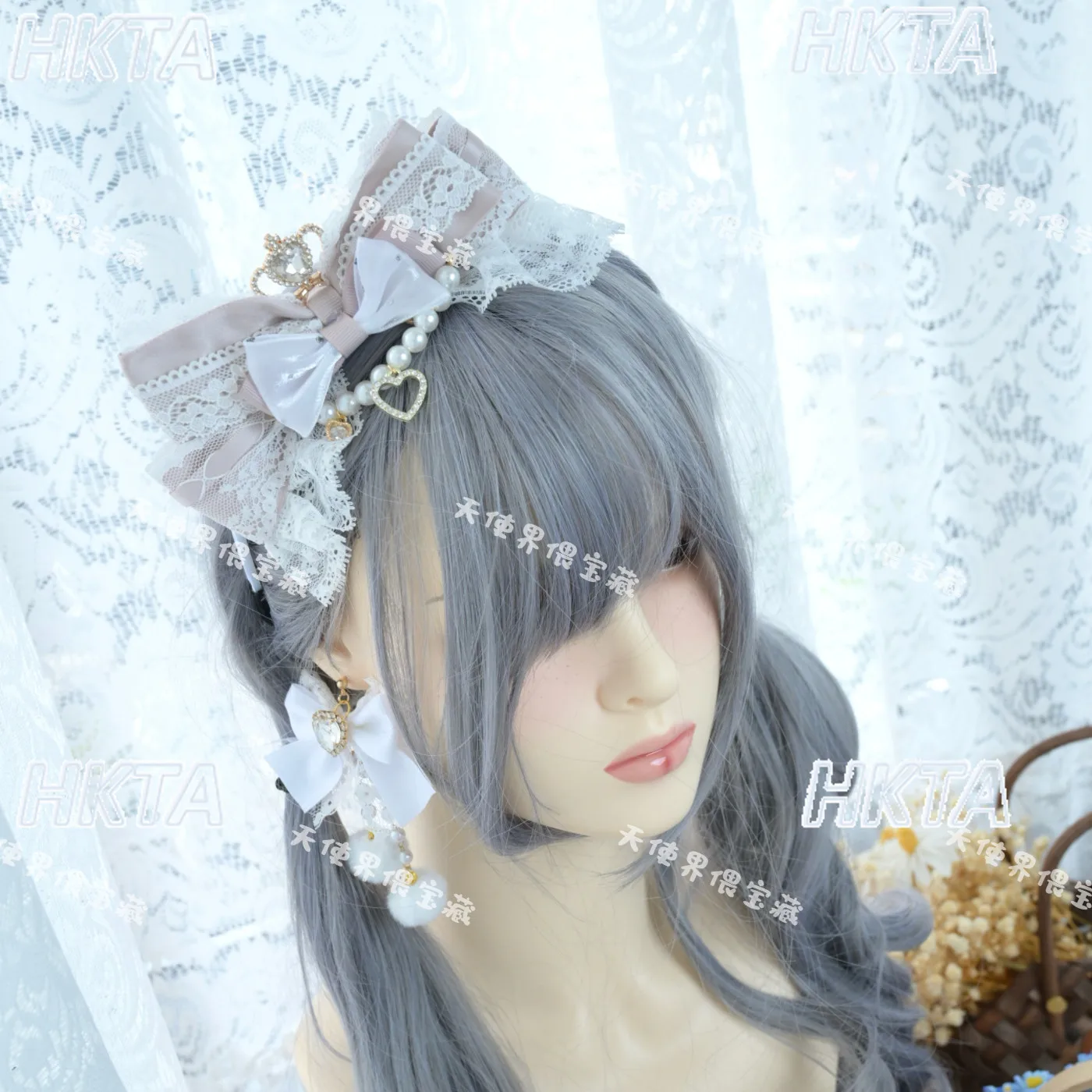 Japanese Women Subculture Handmade Heavy Industry Headband Sweet Princess Stereo Crown Rhinestone Bows Headband Hair Accessories