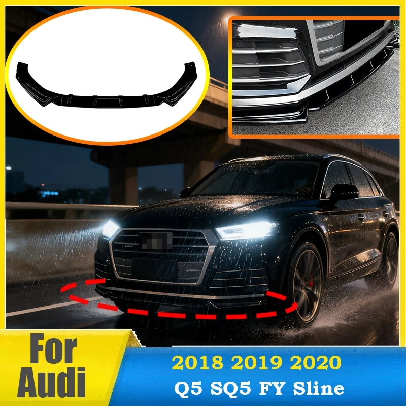 

Front Bumper Spoiler Lip For Audi Q5 SQ5 FY Sline 2018 2019 2020 Bumper Diffuser Guard Guard Protector Auto Parts Body Kit
