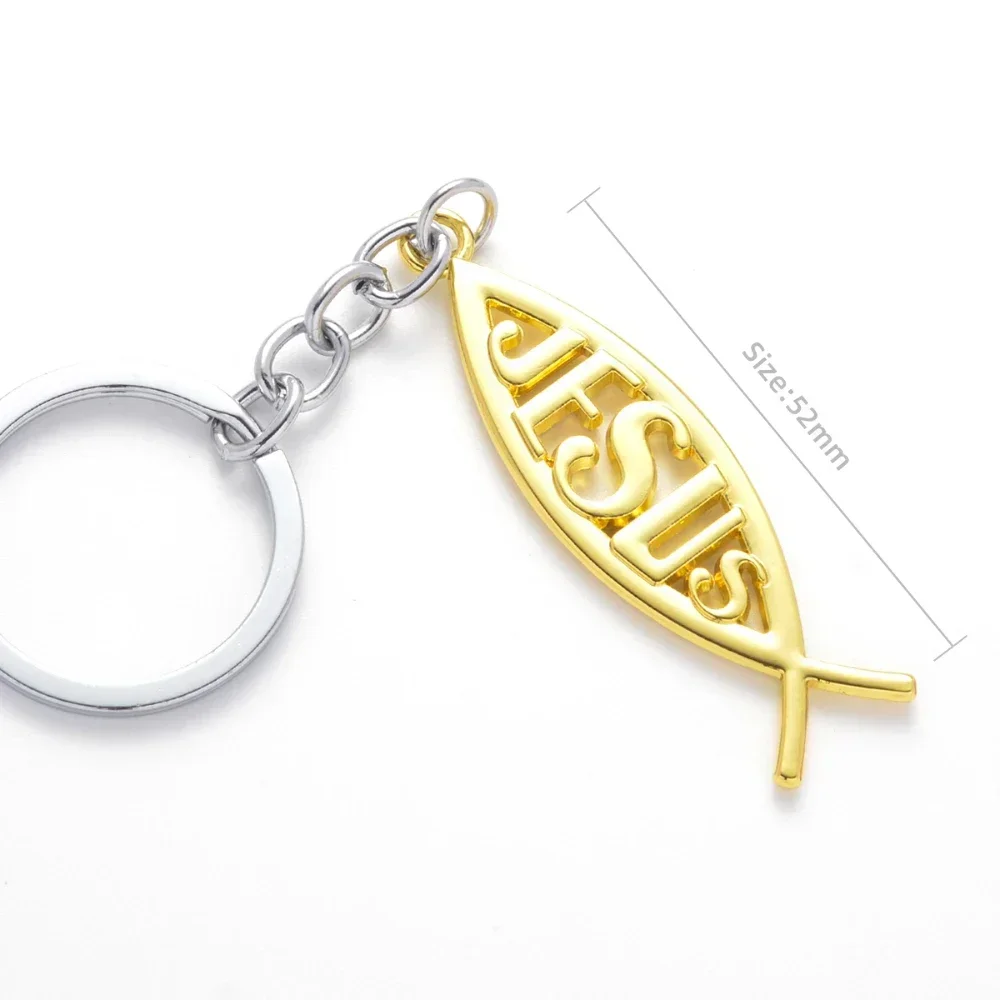 Metal Jesus Fish Logo Car Keychain for Honda Jeep Ford Hyundai Toyota Lexus Mazda Nissan Citroen Auto Key Holder Keyring - view 4
