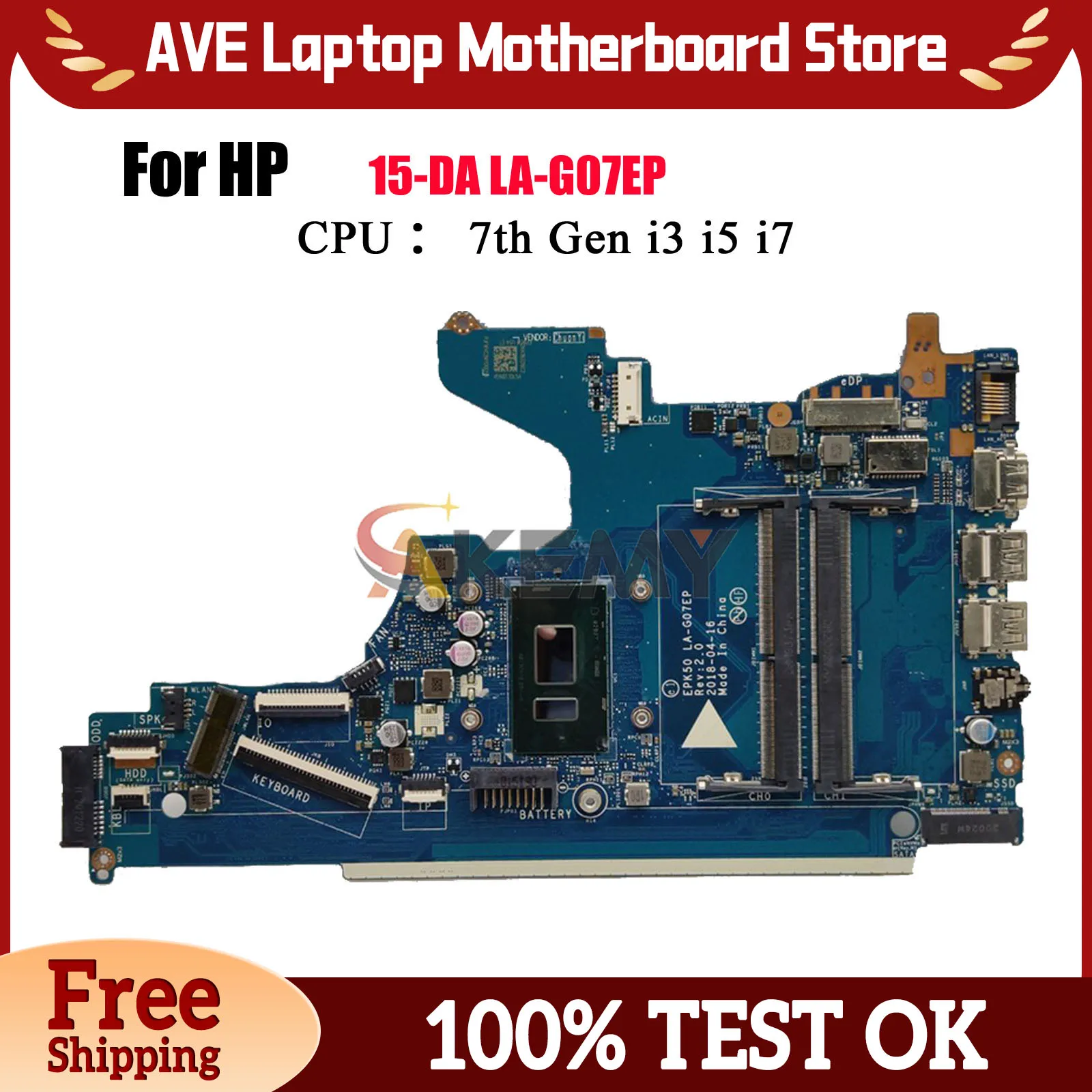 

LA-G07EP Материнская плата для ноутбука HP Pavilion 15-DA 250 G7 с процессором i3 i5 i7 7-го и 8-го поколения DDR4 L20369-601 L20371-001