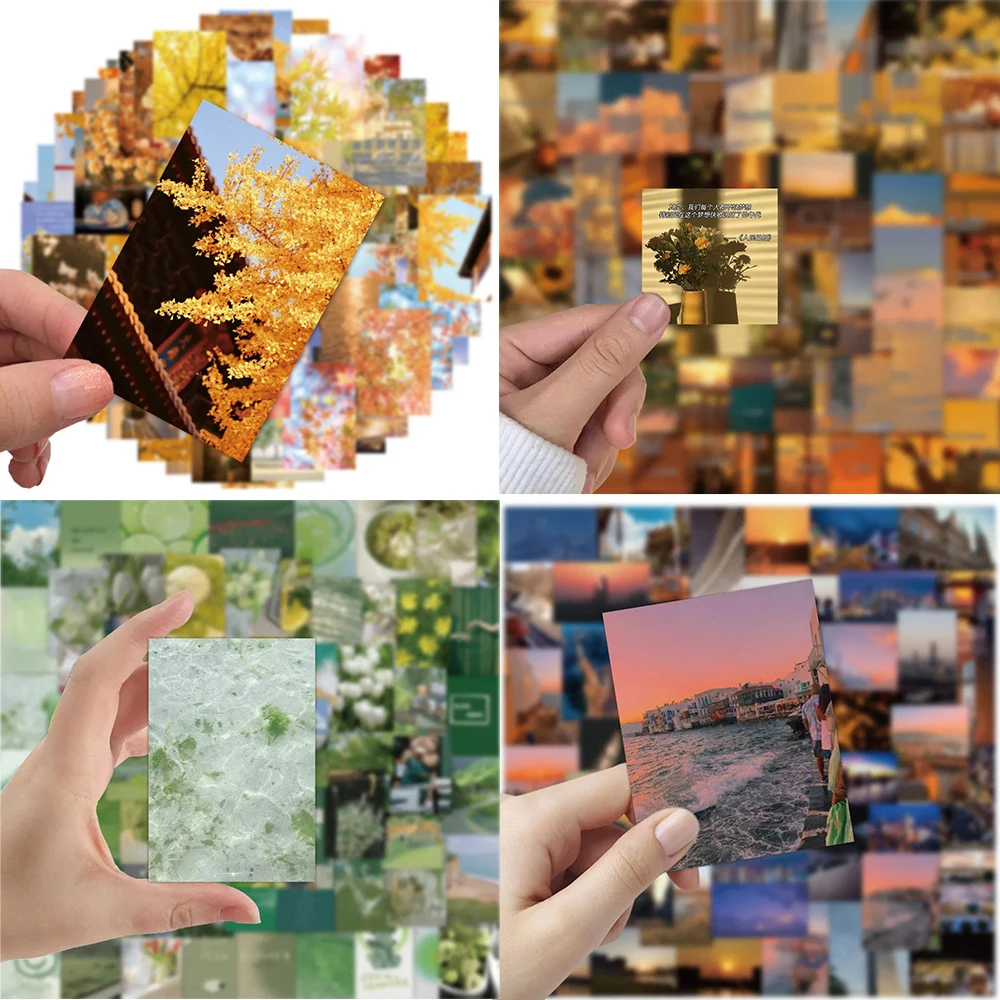 10/30/50PCS Green Gentle Sunset Autumn Scenery Pattern Stickers Series Sky Small Fresh INS Graffiti Decorative Guitar Wholesale