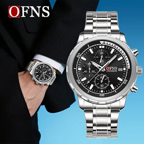 Men's Multifunctional Chronograph Quartz Watch - 6-Hand Analog Display, Waterproof, Date Calendar, Business Style for Daily Wear