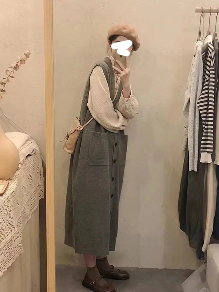 

Knitted Sleeveless Dresses For Ladies Womens Fall Asymmetric Floral Stand-Up Ruffles Twists Knitwears Temperament Kintted Simple