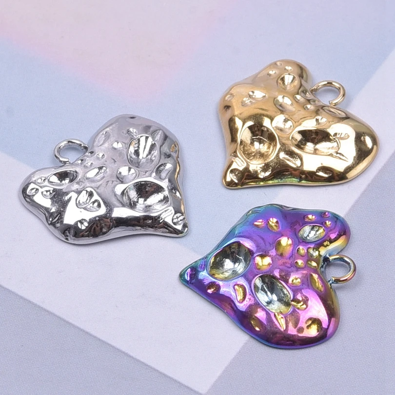 10pcs/Lot Stainless Steel Charms Love Shape Personality Pendant For Women Necklaces Earrings Craft Jewelry Metal DIY Accessories