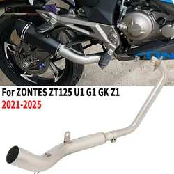 Slip On For ZONTES ZT125 U1 G1 GK Z1 Z2 2021 - 2025 Motorcycle Exhaust Escape Moto System Front Link Pipe 51mm No O2 Sensor