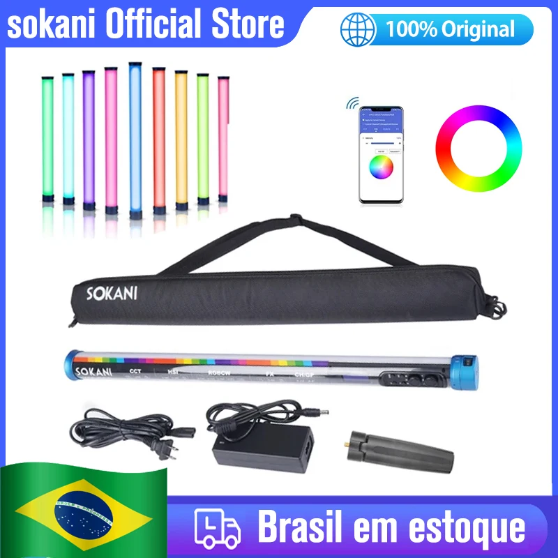 (Brazil Stock) Sokani X25 RGB LED Video Light Wand Stick Tube Lamp for Studio Photos YouTube Filmmakers Live Streaming