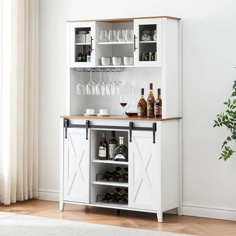 

Bar Cabinet with Sliding Door, with Storage Shelves, with Wine and Glasses Rack, Sideboard Cupboard for Kitchen, Dining Room