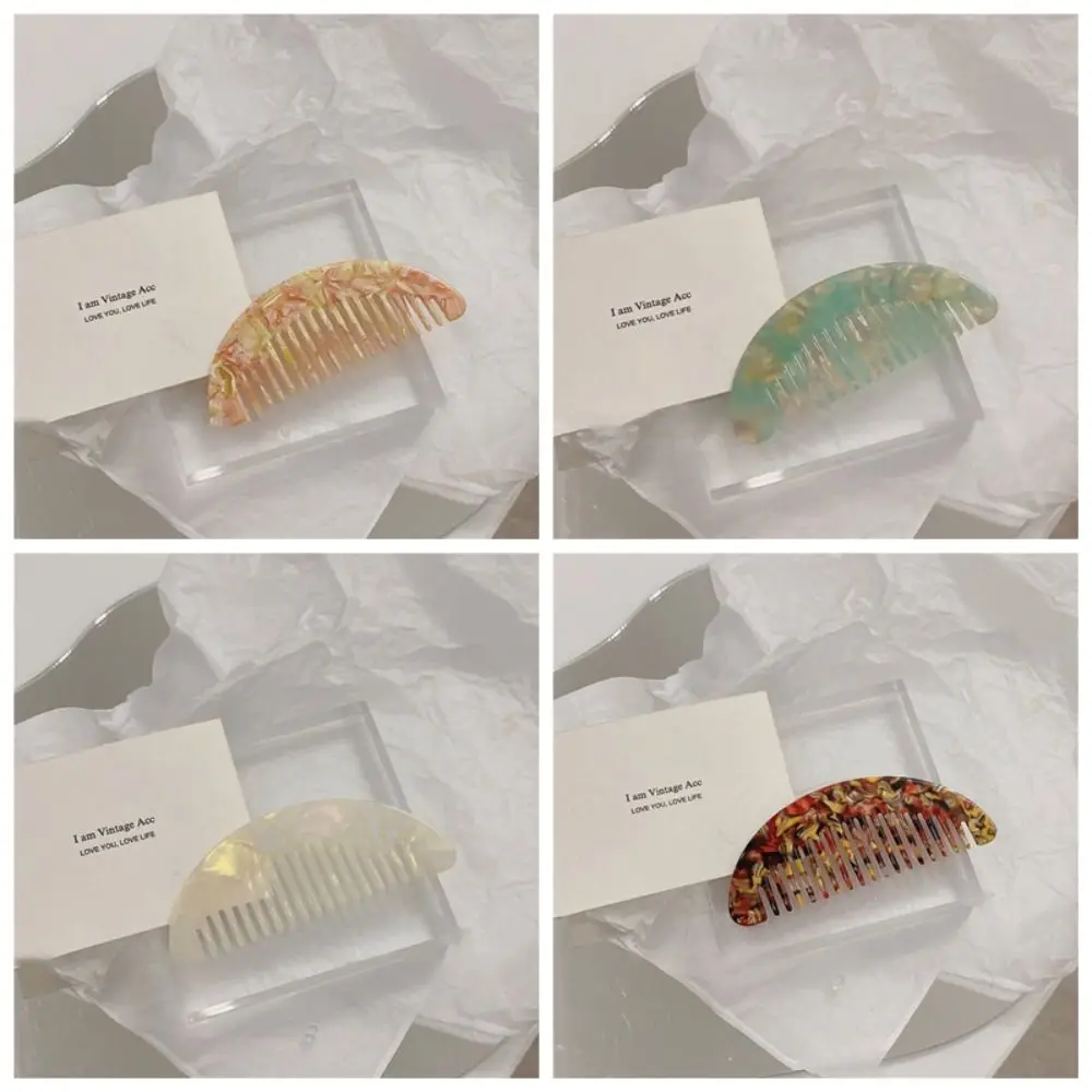 Simple Korean Retro Geometric Acetic Comb Fashion Anti-Static Semi-circle Hair Comb Colorful Chinese Style