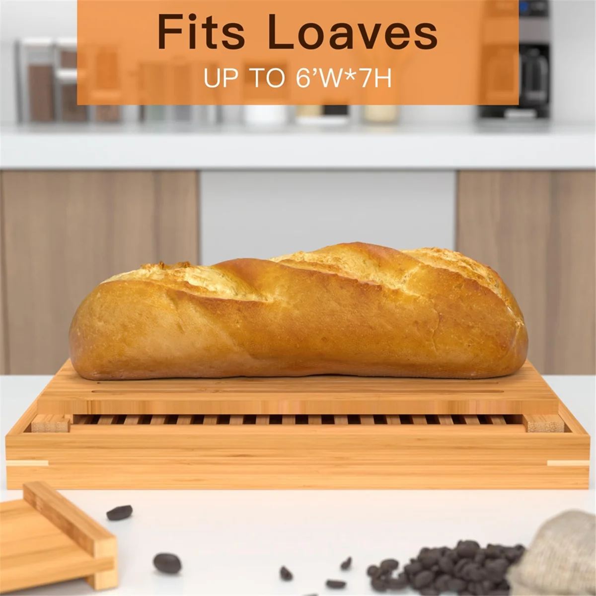 

JAS-Bamboo Wood Bread Slicer for Homemade Bread Toast Cutting Board, Adjustable Thickness Breadmaker for Loaf Cakes A