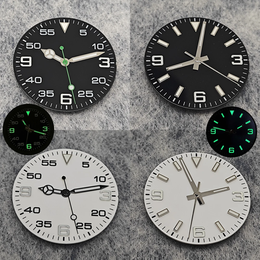 29mm Green Luminous Watch Dial Watch Hands Set Replace Watches Accessories Repair Parts Fit 8215 / 8200 and 2813 Movement