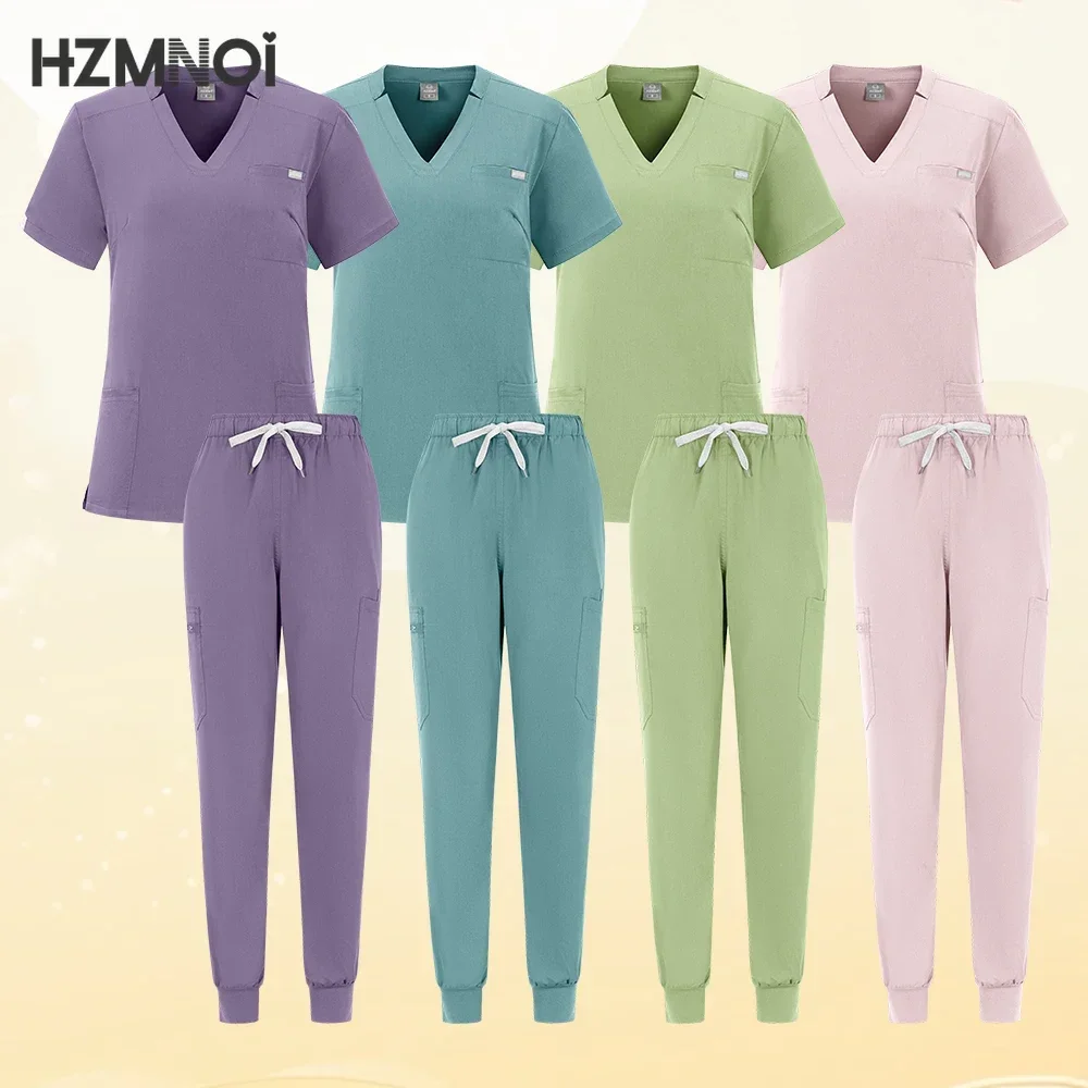 Spa Uniform Salon Nursing Scrub Woman Joggers Scrubs Nurse Uniform Medical Scrubs Short Sleeve Blouse Dentiste Work Wear