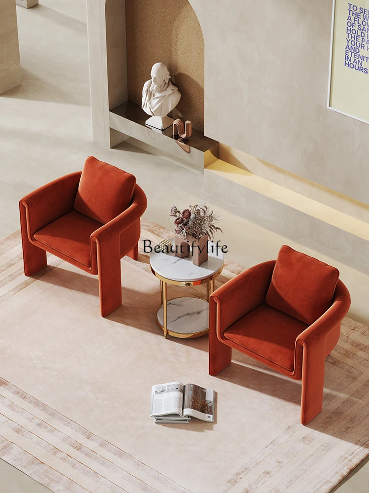 12Moderner, minimalistischer Freizeitstuhl, Wohnzimmer, einzelner Flanell-Sofastuhl