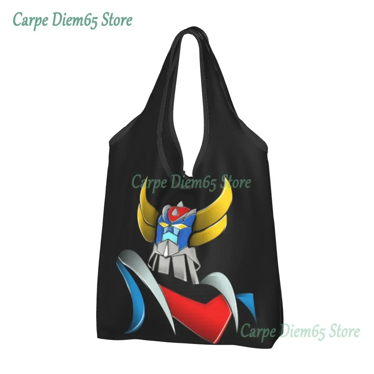 Goldorak Ufo Robot Grendizer Grocery Shopping Bag Custom Shopper Tote Shoulder Bags Big Capacity Portable Handbag