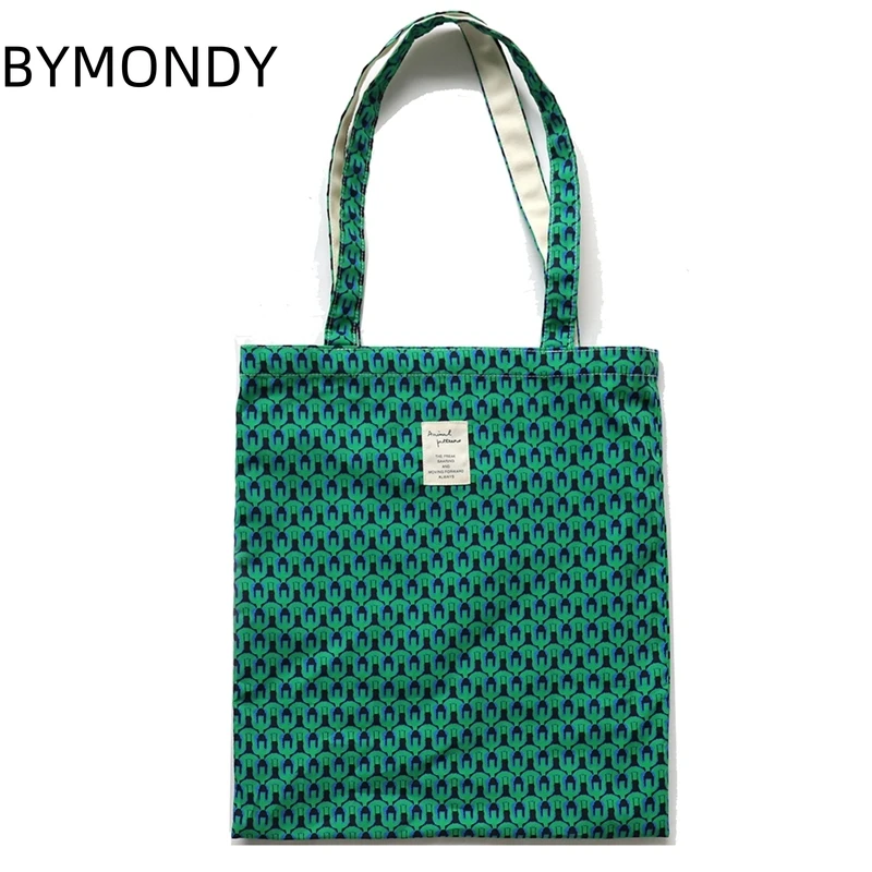 

BYMONDY Green Shoulder Bags for Women Flowers Printing Cloth Handbags Female Summer Fashion Shopping Bag Bolsas Para Mujeres