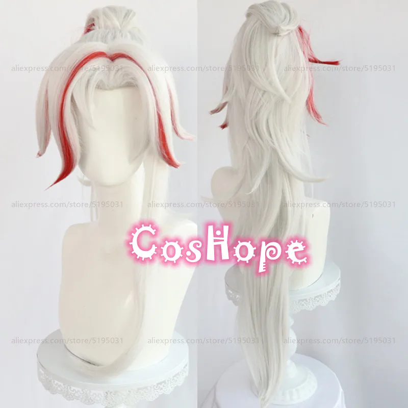 Yone Cosplay Perücke Männer lange silberweiße gemischte rote Perücke Cosplay Anime Cosplay Perücken hitze beständige synthetische Perücken