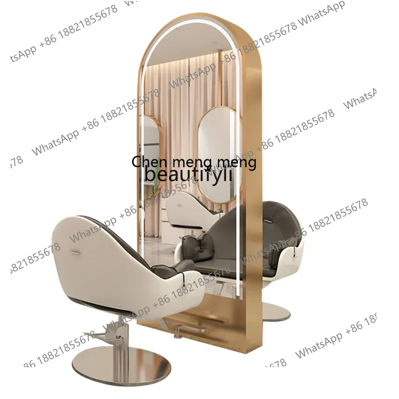 xx1Barber Shop Mirror with Lamp Floor  Full-Length   Hairdressing Mirror for Hair Salon Hair Cutting Mirror