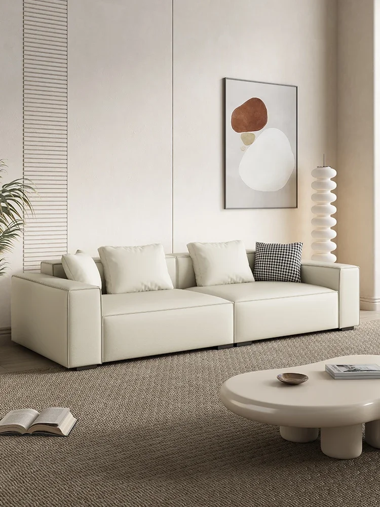 

Italian minimalist 2023 new technology cloth simple modern living room small apartment straight row tofu cubes cream wind sofa