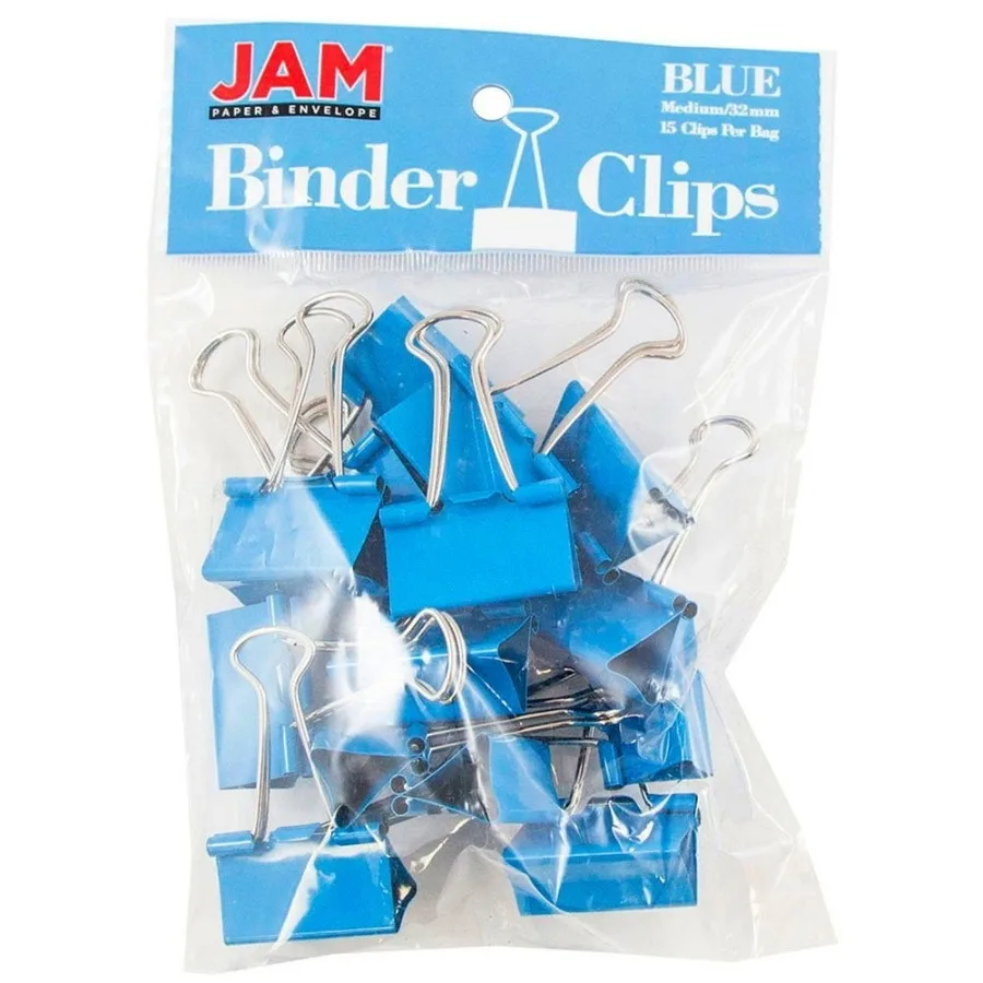 Set Perlengkapan Meja Kantor Warna Biru dengan 1 Klip Kertas Jumbo dan 1 Klip Binder Sedang Ideal untuk Mengatur Dokumen dan File di Rumah