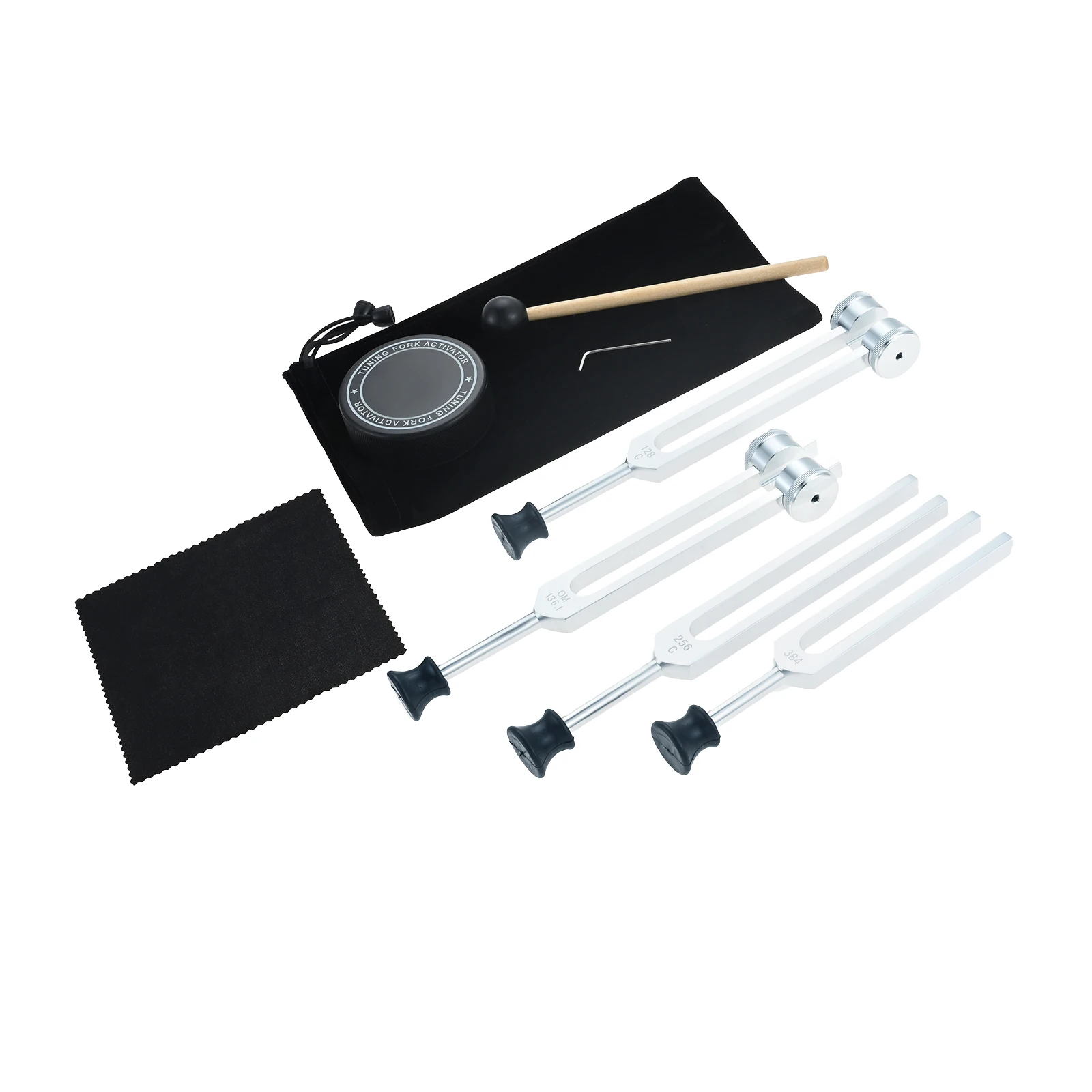 

1SetTuning Forks for Healing 128/136.1/256/384Hz With Hockey Puck Activator Aluminium Alloy for Chakras Sound Therapy Meditation